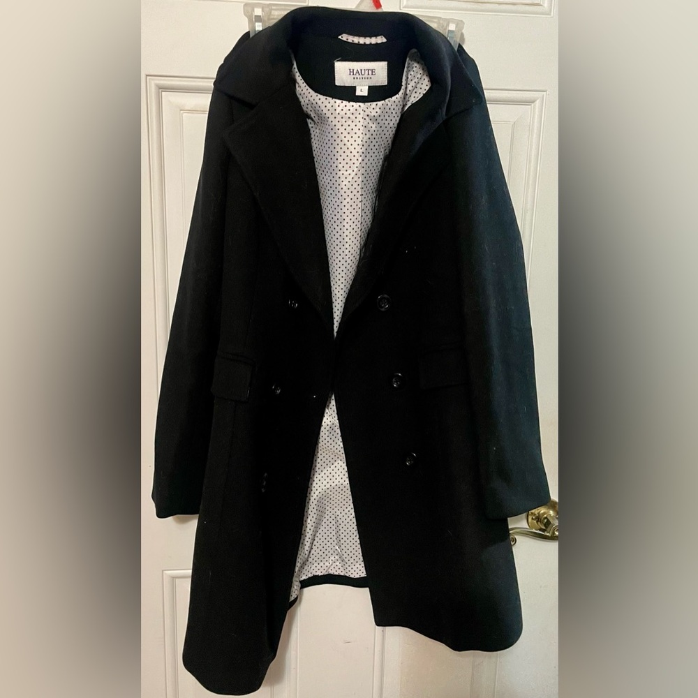 Cute and Classy Haute Black Double-Breasted Pea Coat for Women